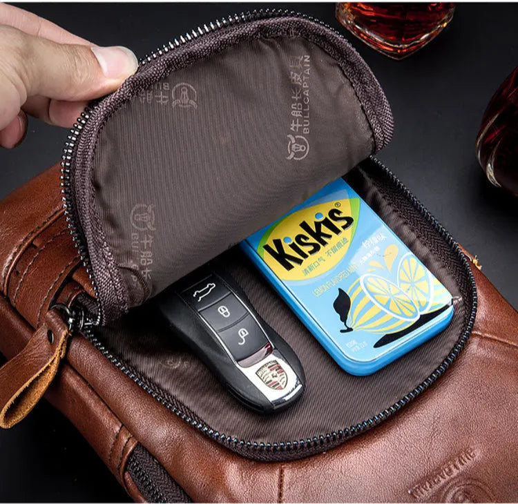 Bolsa masculina em couro genuíno BULLCAPTAIN