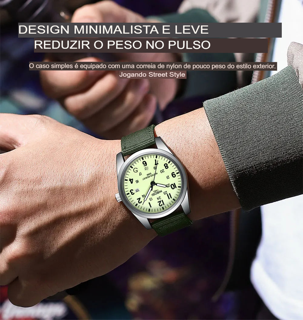 Relógio Masculino Nibosi Aura , Relógio Masculino Nylon Relógio Masculino Fino, Relógio Masculino elegante, Relógio Masculino de Luxo, Relógio Masculino Casual, Relógio Masculino,