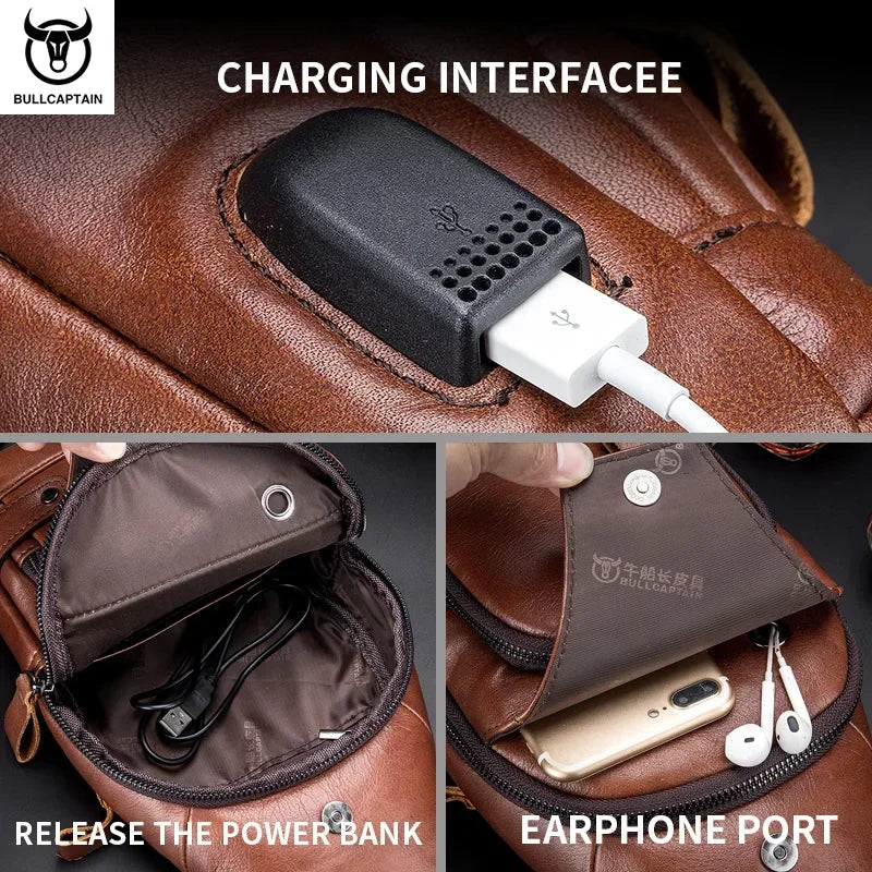 Bolsa masculina em couro genuíno BULLCAPTAIN