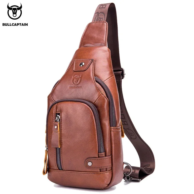 Bolsa masculina em couro genuíno BULLCAPTAIN