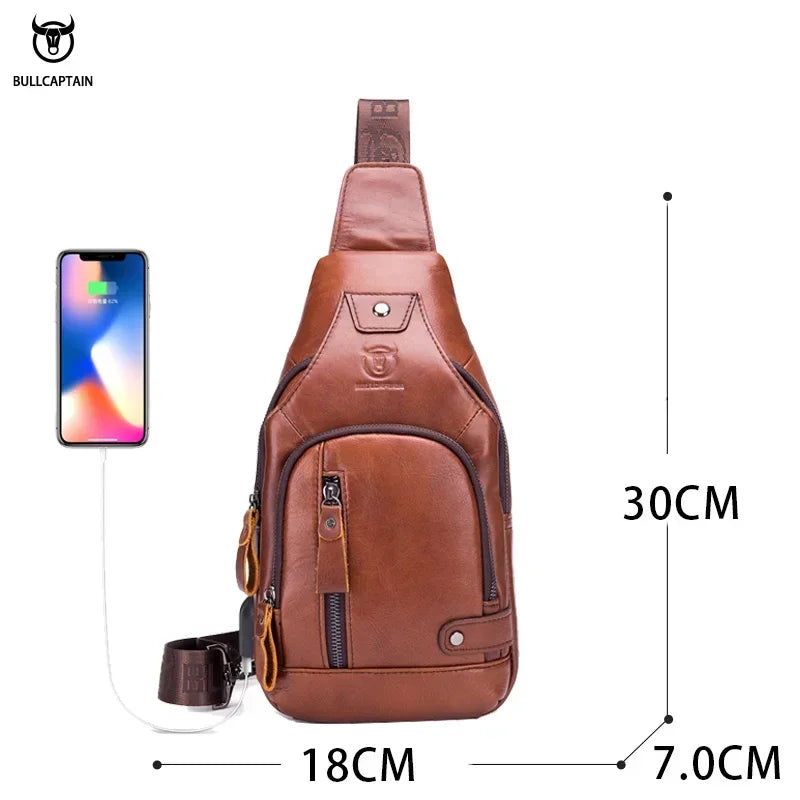 Bolsa masculina em couro genuíno BULLCAPTAIN