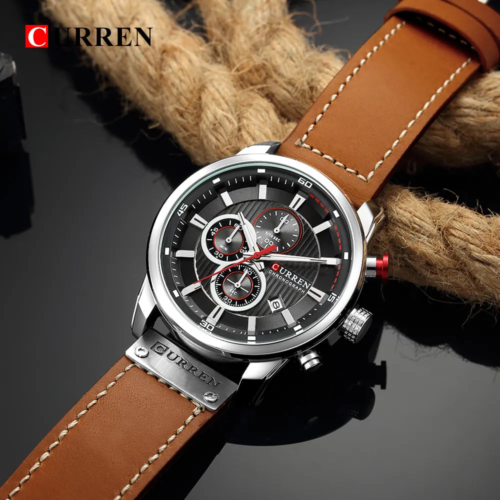 Relógio Masculino Couro, Relógio Masculino Fino, Relógio Masculino elegante, Relógio Masculino de Luxo, Relógio Masculino Casual, Relógio Masculino couro Curren, Relógio Masculino,