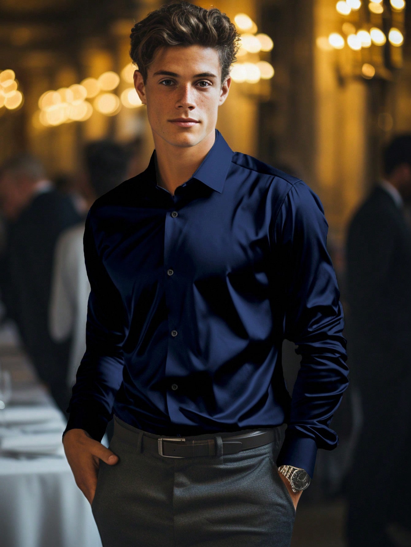 Camisa Masculina Manga Longa   Social Modishc