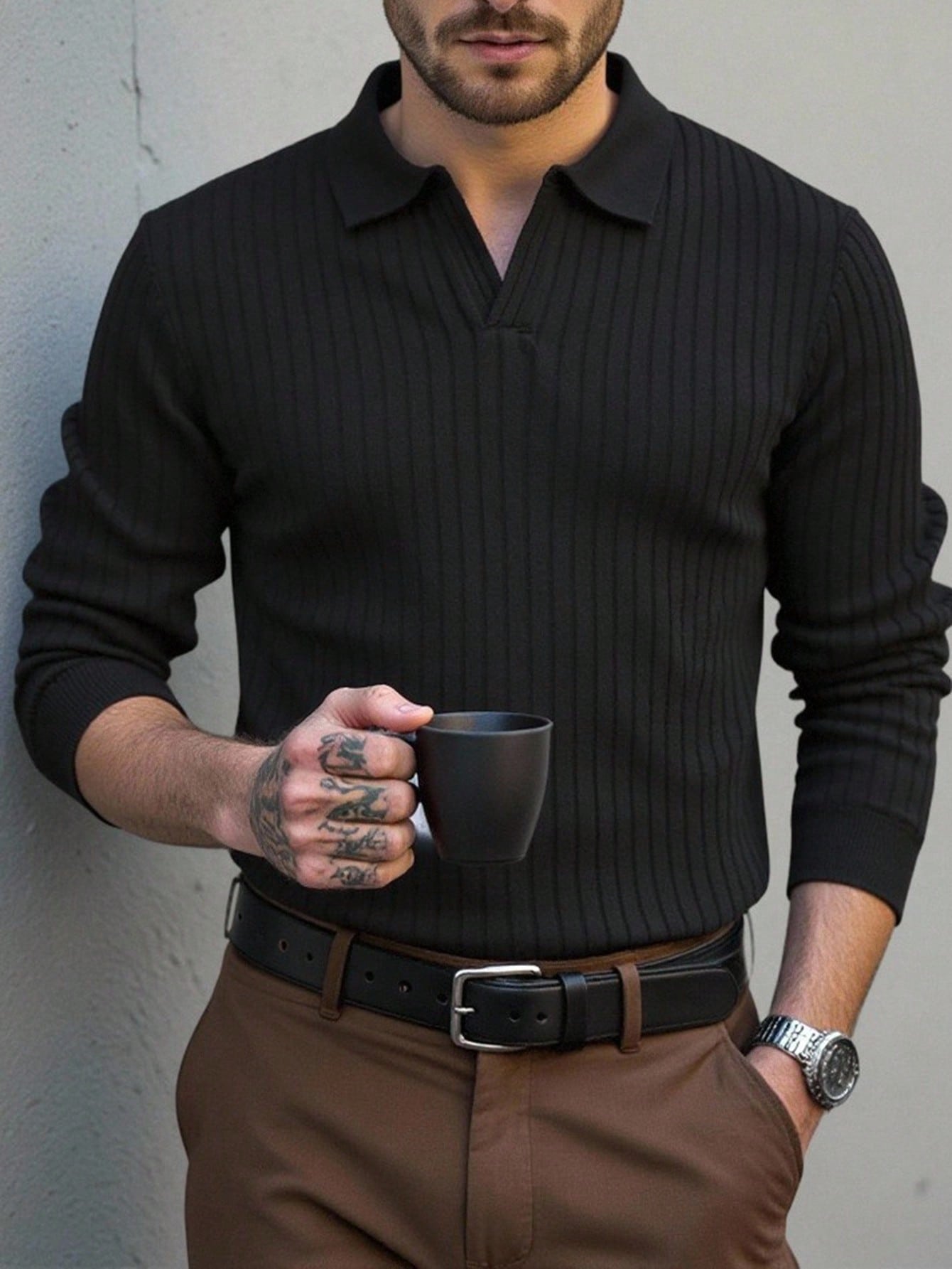 Camisa  Polo  Masculina  Manga Longa Elega