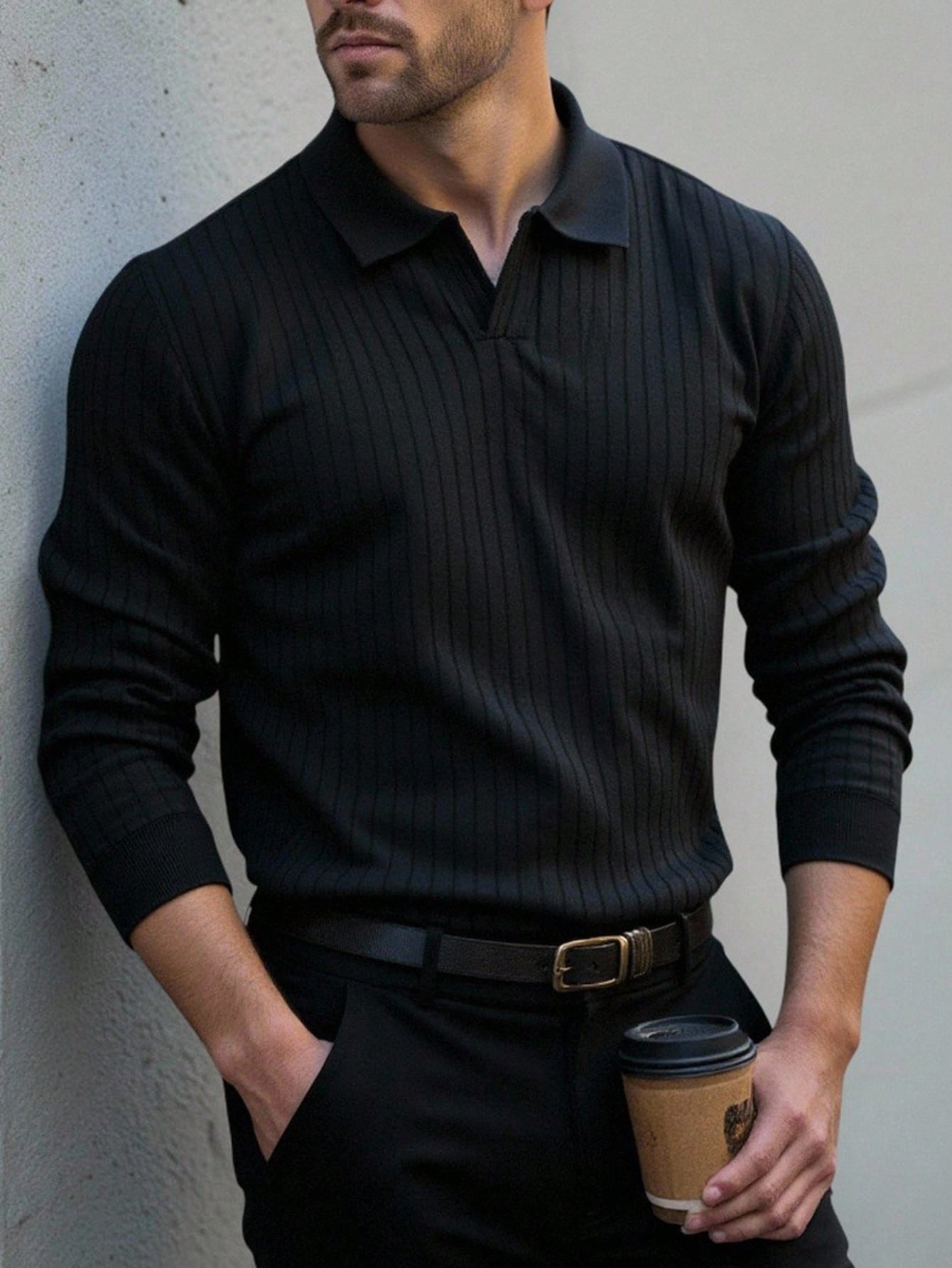 Camisa  Polo  Masculina  Manga Longa Elega