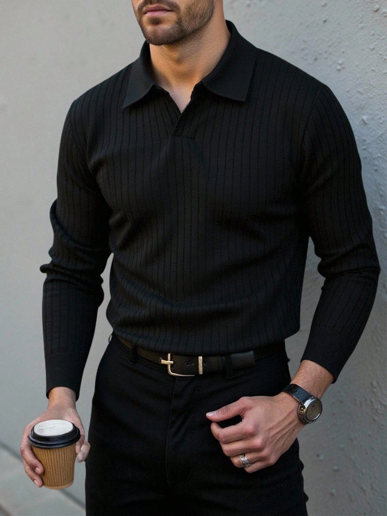 Camisa  Polo  Masculina  Manga Longa Elega