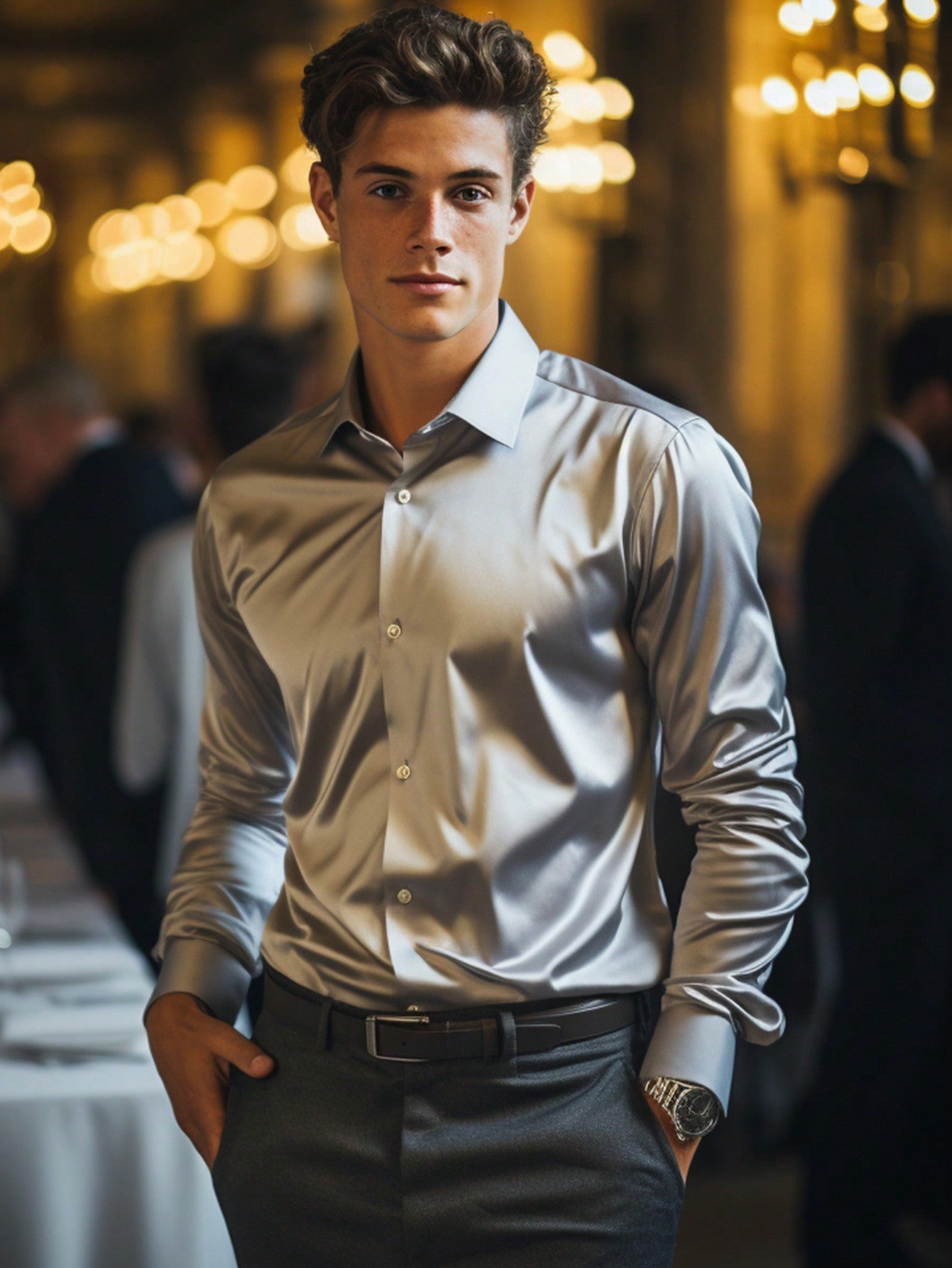 Camisa Masculina Manga Longa   Social Modishc