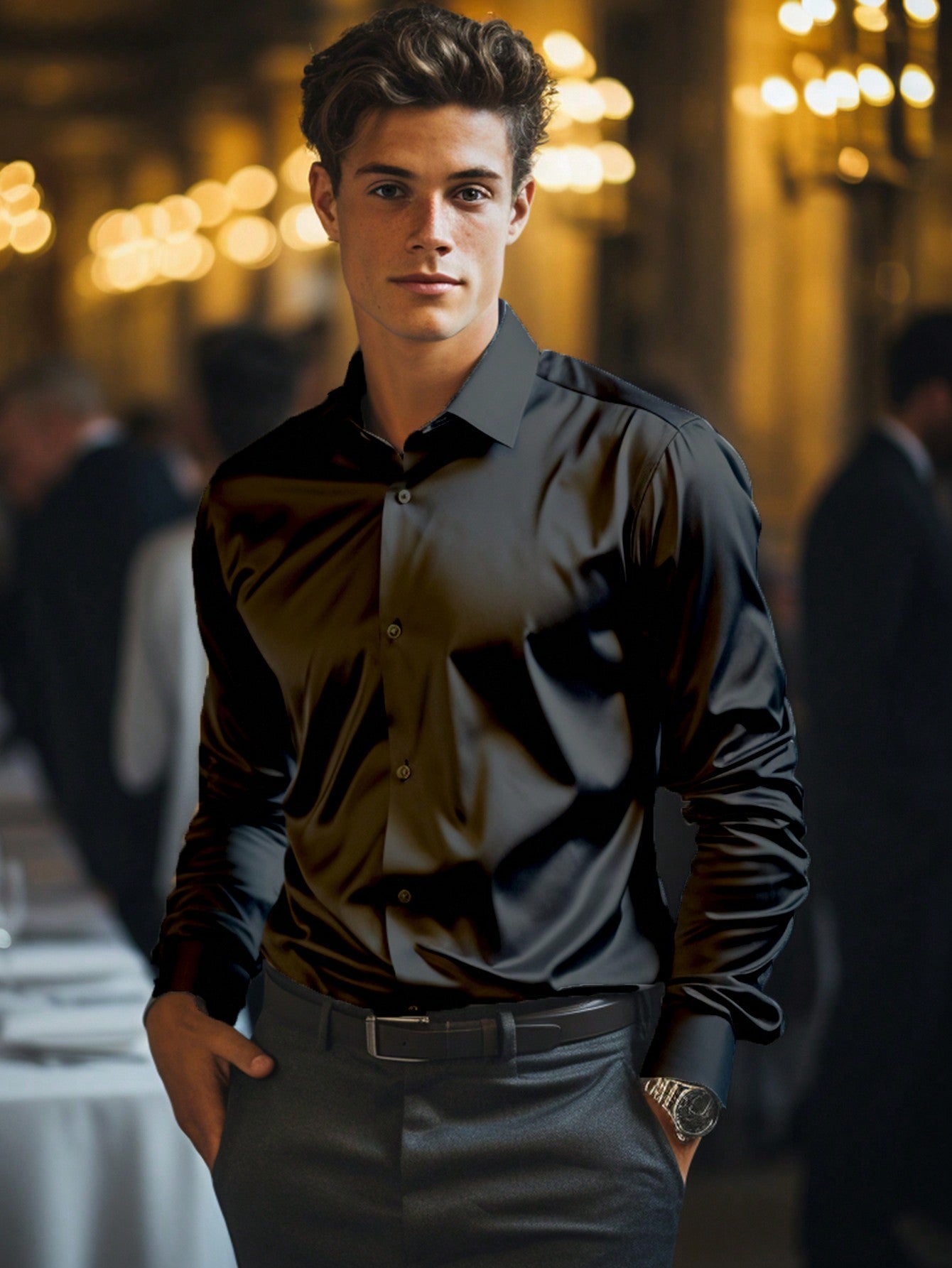 Camisa Masculina Manga Longa   Social Modishc